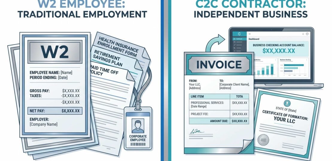 C2C vs W2 Employment Types Comparison 2026