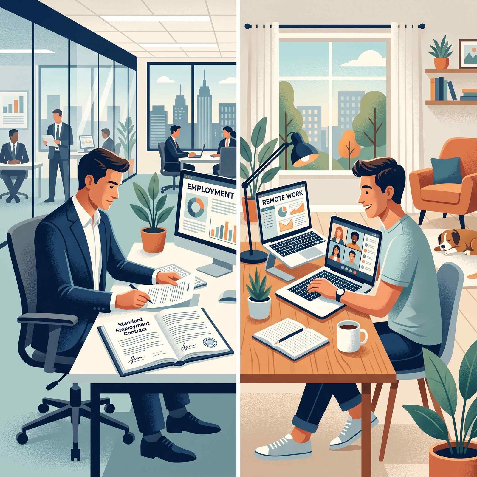 Comparison of primary job and secondary remote job for overemployed workers navigating moonlighting policies