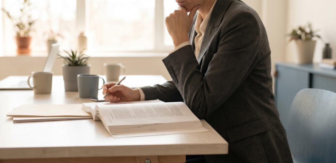 Employee reviewing moonlighting policy contract