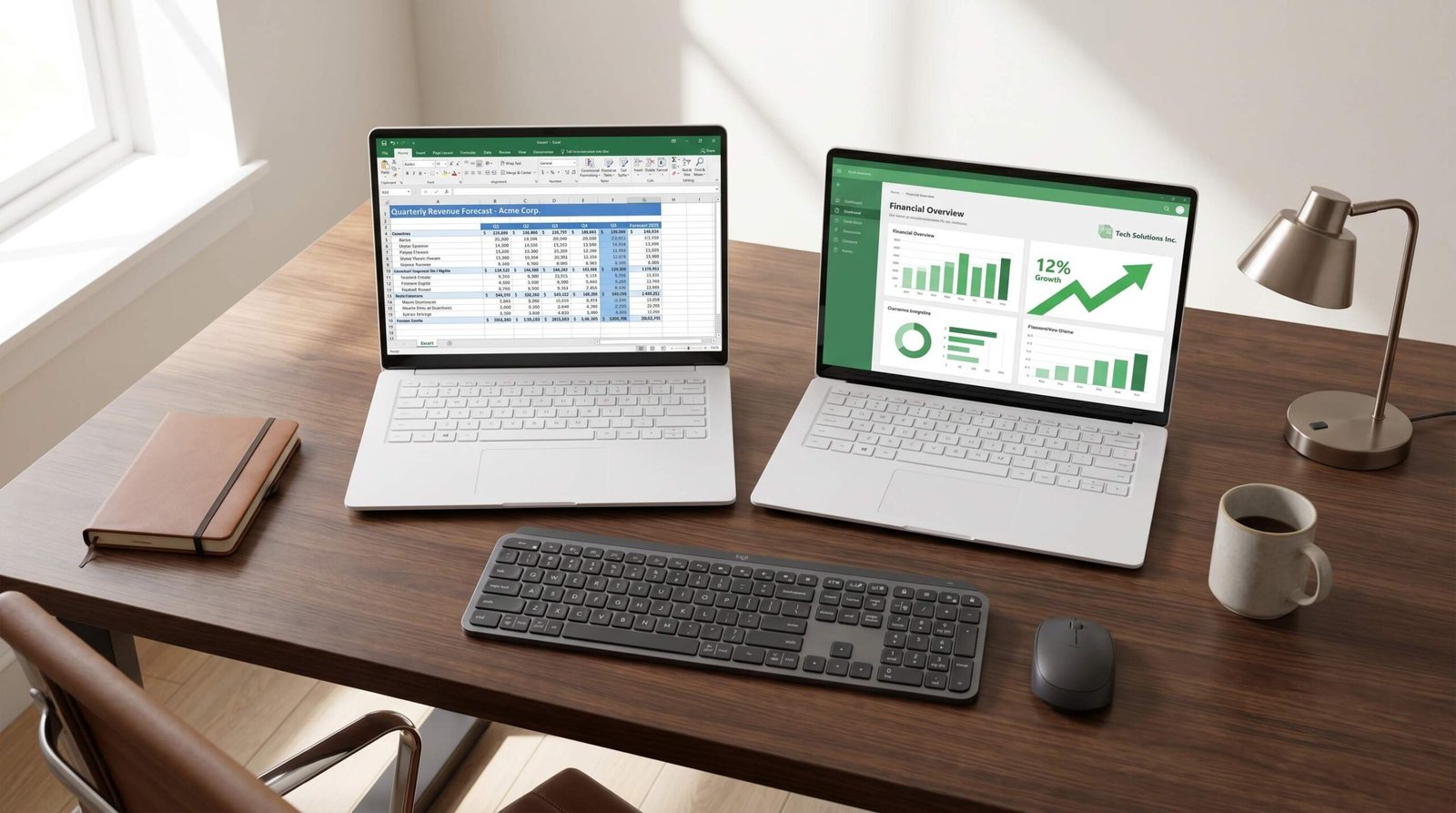 Overemployed Financial Analyst Dual Job Setup 2026 Overemployed financial analyst with two laptops side by side showing different company dashboards