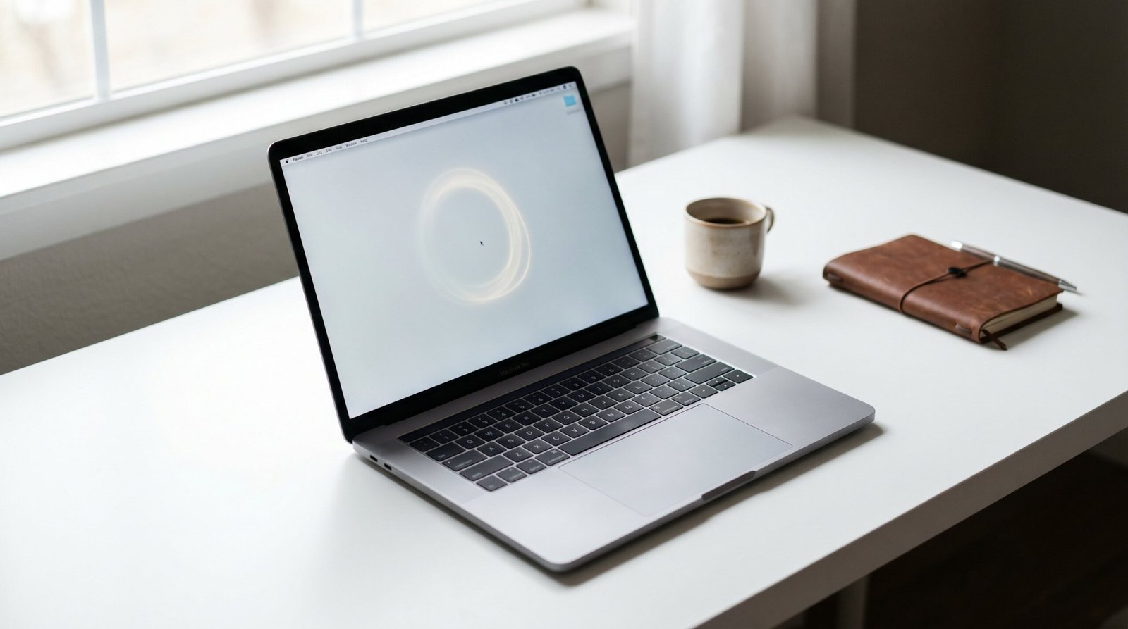 Best Mouse Jiggler for Mac in 2026 - Remote Work Setup MacBook Pro on a minimalist desk with a mouse jiggler app keeping the cursor active for remote work